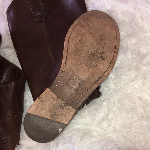 Frye Melissa Button Dark Brown Leather Knee Equestrian Riding Boot - Picture 7 of 7